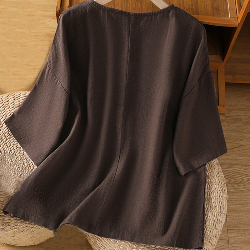 Buddha Stones Casual Summer Plain Crew Neck Women's  Cotton Short Sleeve T-Shirt - image 15