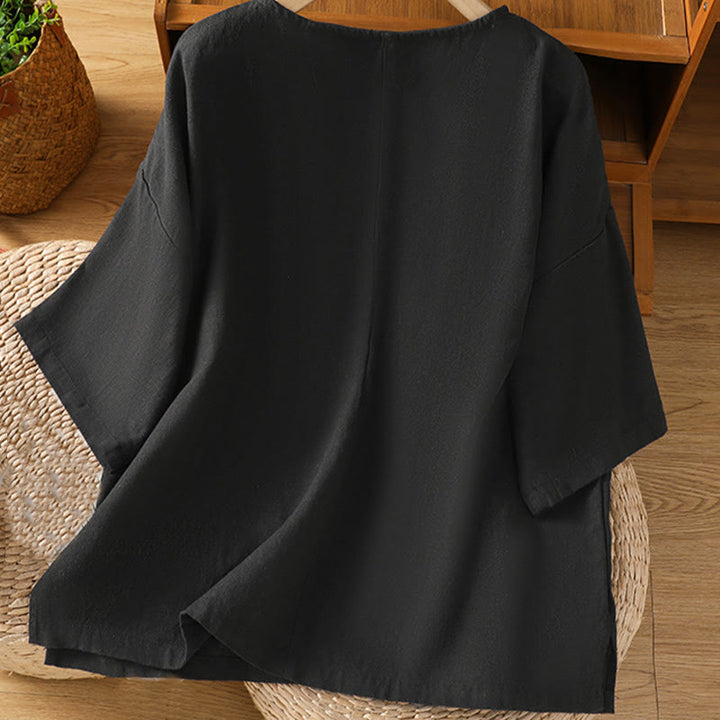 Buddha Stones Casual Summer Plain Crew Neck Women's  Cotton Short Sleeve T-Shirt - image 21