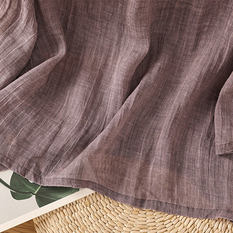 Buddha Stones Casual Summer Plain Crew Neck Women's  Cotton Linen Three Quarter Sleeve T-Shirt - image 14