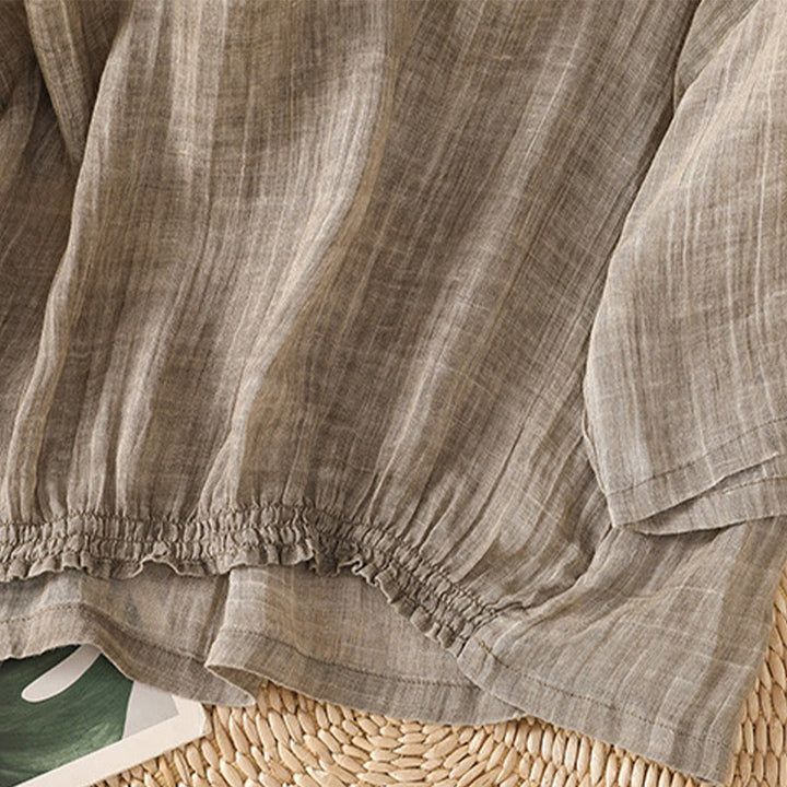 Buddha Stones Casual Summer Plain Crew Neck Women's  Cotton Linen Three Quarter Sleeve T-Shirt - image 21