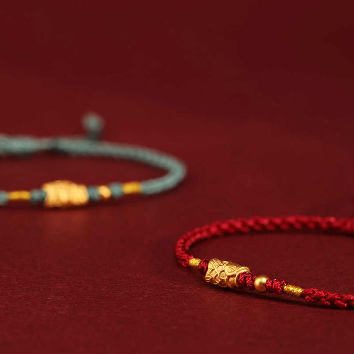 Buddha Stones 999 Gold Luck Protection Koi Fish Handmade Braided String Bracelet - image 16