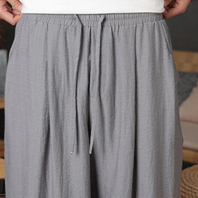 Buddha Stones Casual Plain Color Drawstring Design Men's Pants With Pockets - image 29