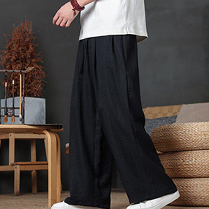 Buddha Stones Casual Plain Color Drawstring Design Men's Pants With Pockets - image 38