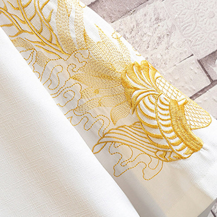 Buddha Stones Embroidery Dragon Phoenix Auspicious Cloud Waves Leaves Cranes Open Front Jacket Men's Kimono - image 24