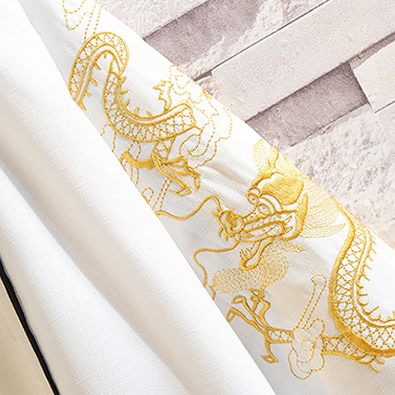 Buddha Stones Embroidery Dragon Phoenix Auspicious Cloud Waves Leaves Cranes Open Front Jacket Men's Kimono - image 22