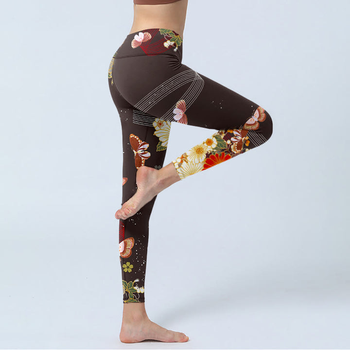 Buddha Stones Floral Butterfly Pattern Print Gym Leggings Women's Yoga Pants - image 4