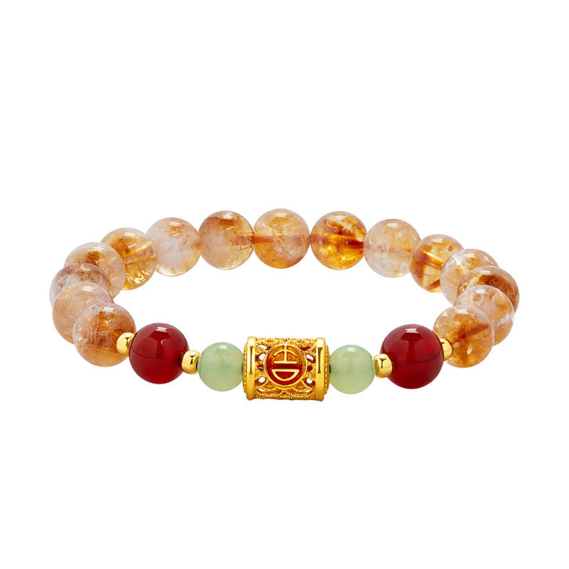 Buddha Stones 999 Sterling Silver Natural Citrine Red Agate Hetian Jade Beads Protection Bracelet - image 9