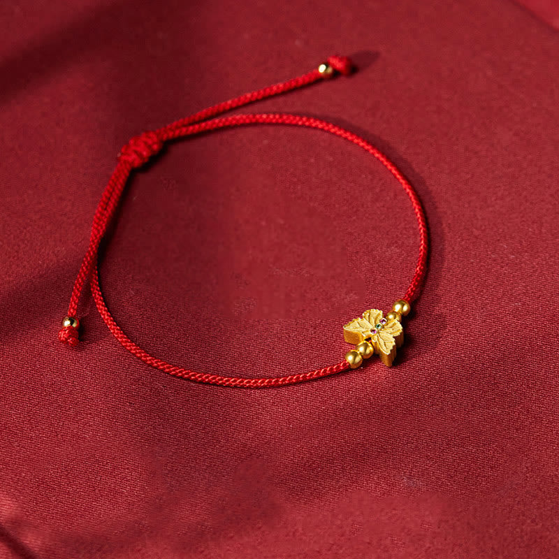 Buddha Stones 999 Sterling Silver Butterfly Red String Strength Bracelet - image 2