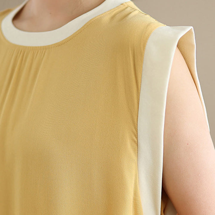 Buddha Stones Pure Color Slit Design Sleeveless Cotton Midi Dress With Pockets - image 32