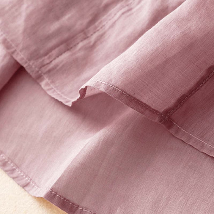 Buddha Stones Casual Plain Embroidery Willow Leaf Half Sleeve V-neck Women's Shirt - image 6