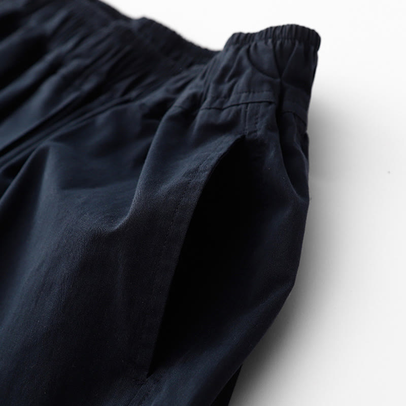 Buddha Stones Spring Commute Solid Color High Waist Women's Wide Leg Cotton Linen Pants With Pockets - image 13