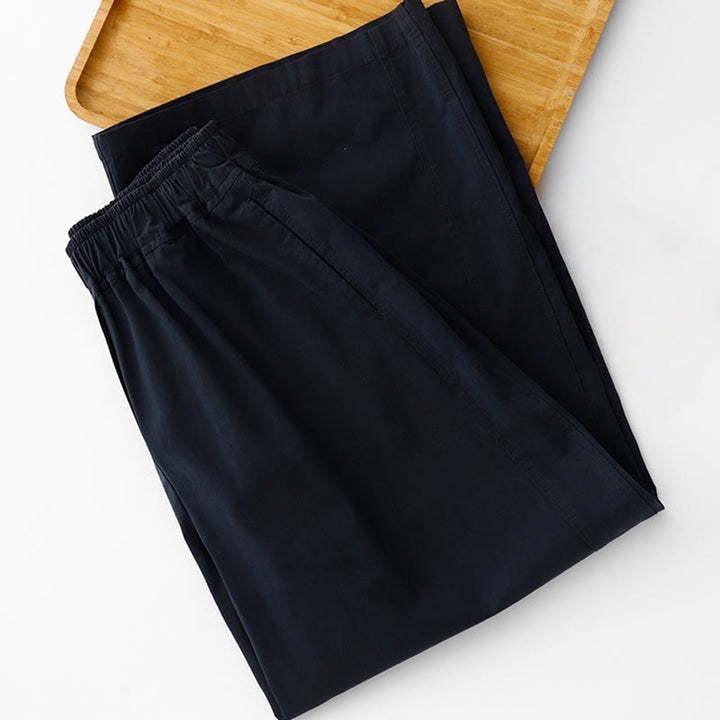 Buddha Stones Spring Commute Solid Color High Waist Women's Wide Leg Cotton Linen Pants With Pockets - image 11