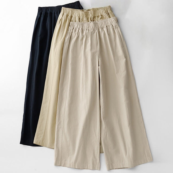Buddha Stones Spring Commute Solid Color High Waist Women's Wide Leg Cotton Linen Pants With Pockets - image 23