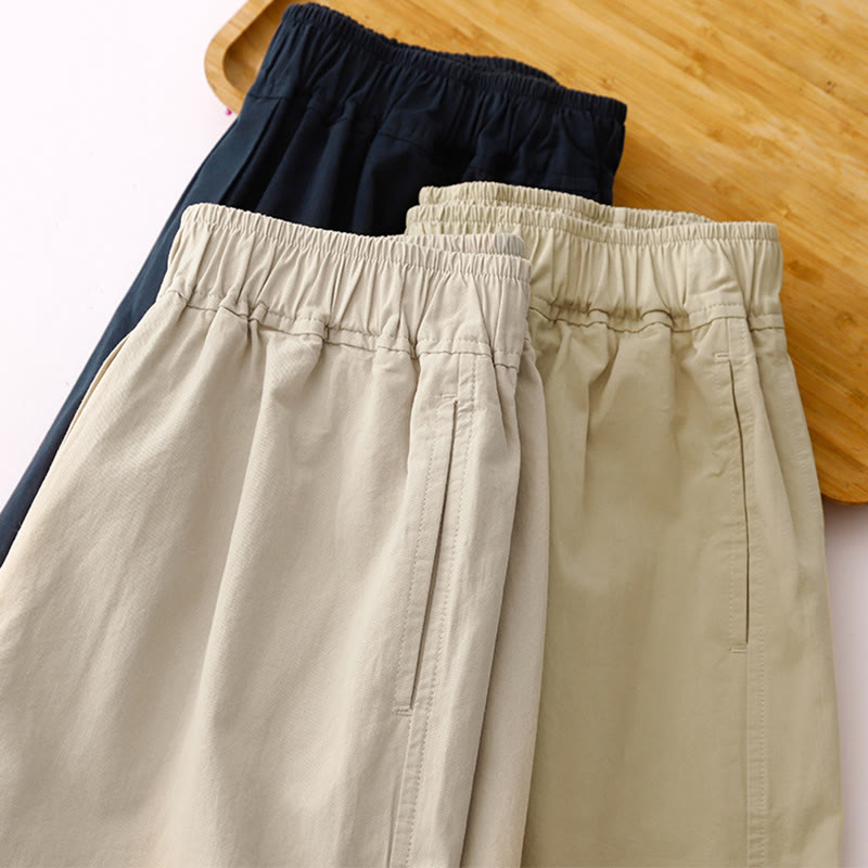 Buddha Stones Spring Commute Solid Color High Waist Women's Wide Leg Cotton Linen Pants With Pockets - image 28