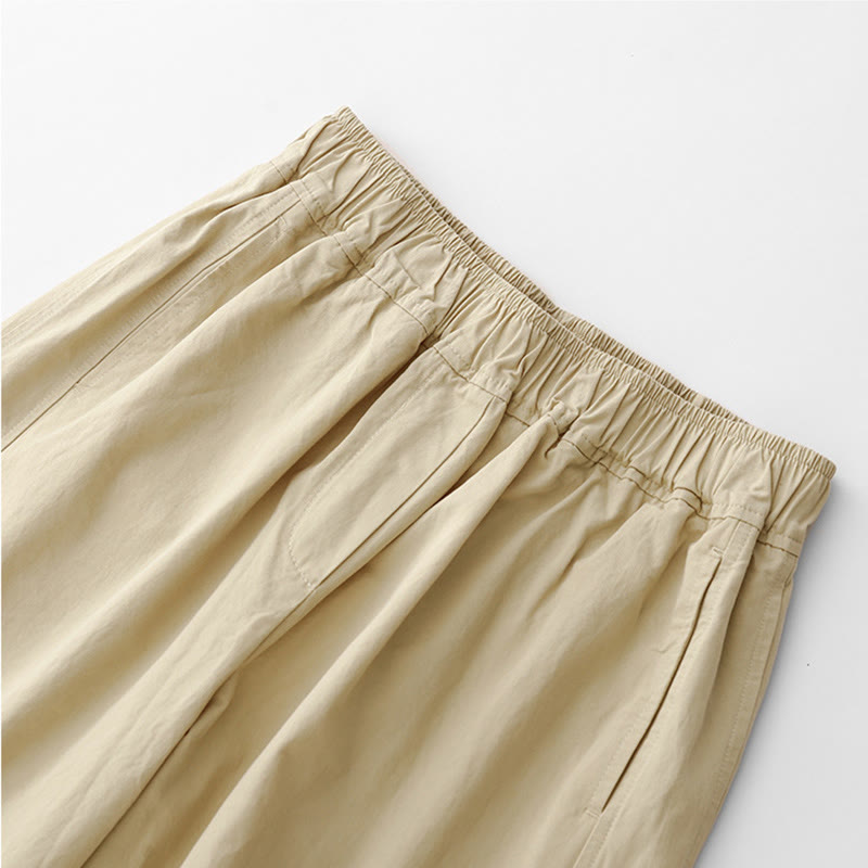 Buddha Stones Spring Commute Solid Color High Waist Women's Wide Leg Cotton Linen Pants With Pockets - image 19