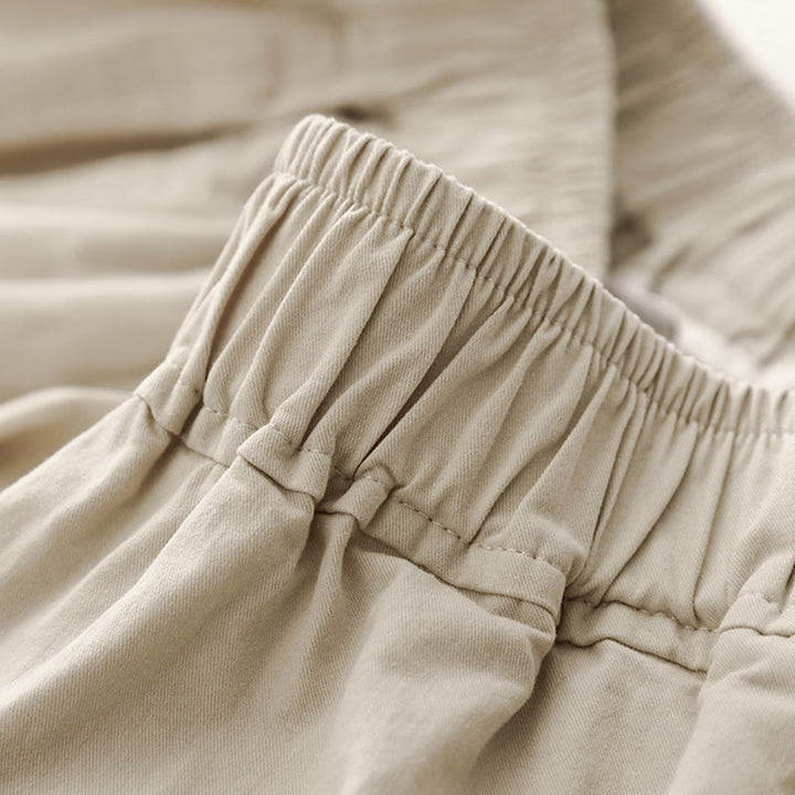 Buddha Stones Spring Commute Solid Color High Waist Women's Wide Leg Cotton Linen Pants With Pockets - image 4