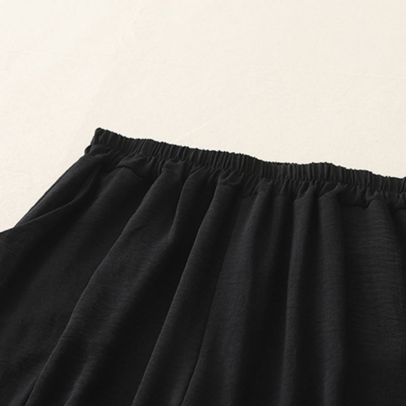 Buddha Stones Commute Casual Plain Frog-Button Design Women's Harem Cotton Linen 7-8 Length Pants With Pockets - image 10