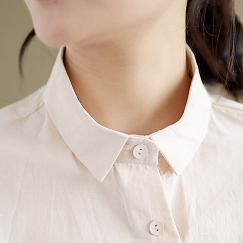 Buddha Stones Casual Women's Embroidered Jellyfish Pattern Stand Collar Buttons Design Half Sleeve Cotton Shirt - image 14