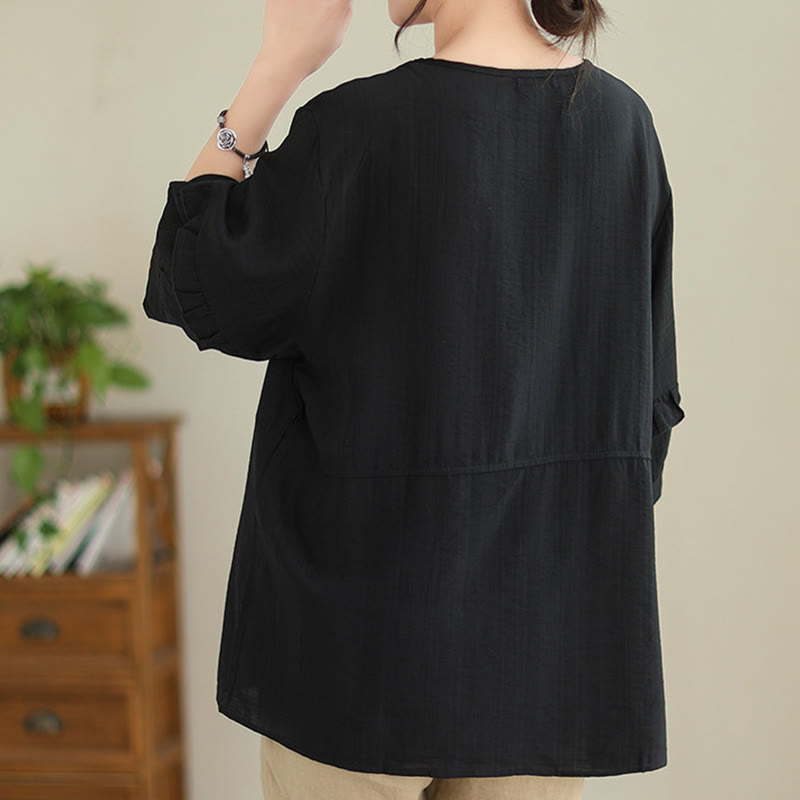 Buddha Stones Casual Summer Plain Crew Neck Women's Polyester Short Sleeve T-shirt - image 19