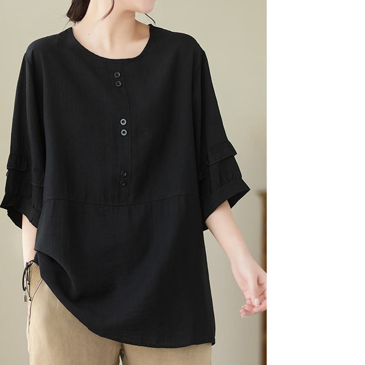 Buddha Stones Casual Summer Plain Crew Neck Women's Polyester Short Sleeve T-shirt - image 21