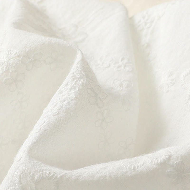 Buddha Stones Casual Plain Hollow Notched Women's Cotton Linen Half Sleeve Shirt - image 9