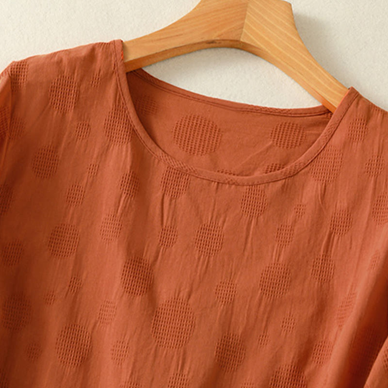 Buddha Stones Plain Crew Neck Design Women's Cotton Loose Short Sleeves Shirt - image 9