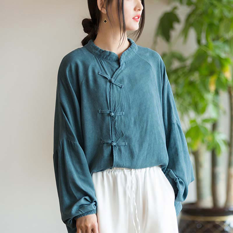 Buddha Stones Frog-Button Long Sleeve Shirt Zen Tai Chi Meditation Top Hanfu Clothing Jacket - image 4