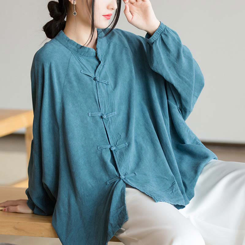 Buddha Stones Frog-Button Long Sleeve Shirt Zen Tai Chi Meditation Top Hanfu Clothing Jacket - image 9