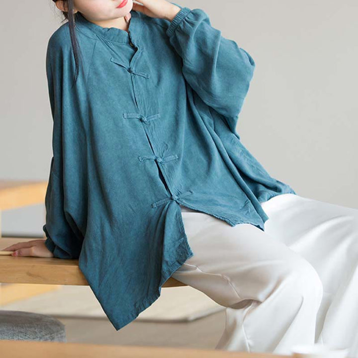 Buddha Stones Frog-Button Long Sleeve Shirt Zen Tai Chi Meditation Top Hanfu Clothing Jacket - image 6