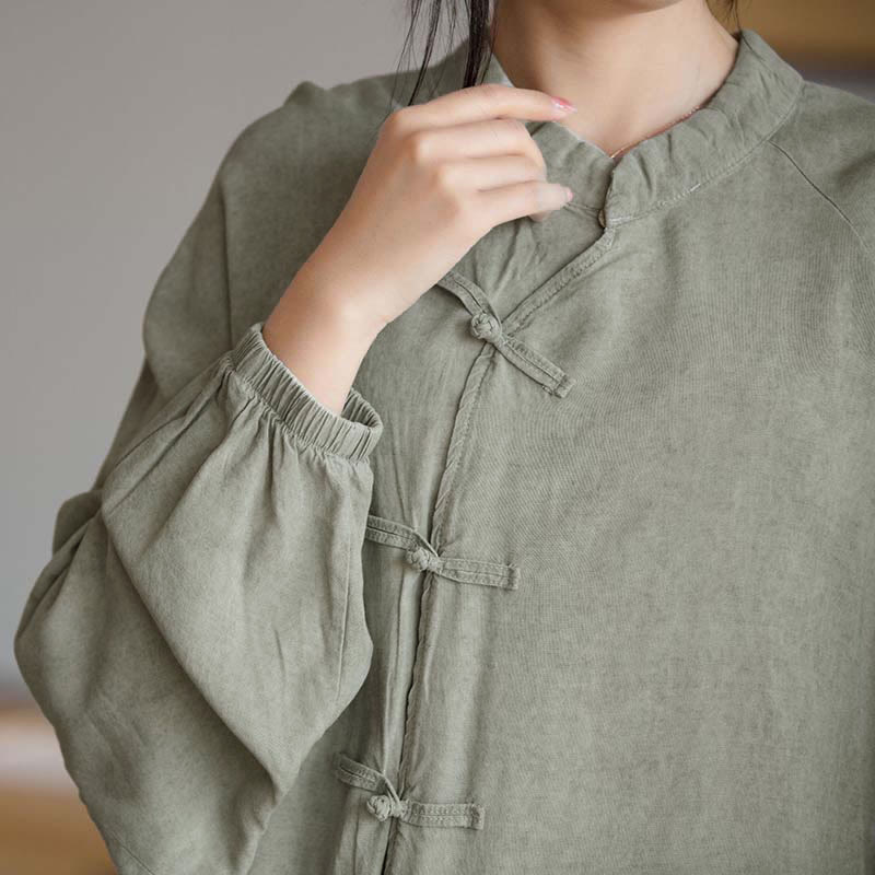 Buddha Stones Frog-Button Long Sleeve Shirt Zen Tai Chi Meditation Top Hanfu Clothing Jacket - image 23