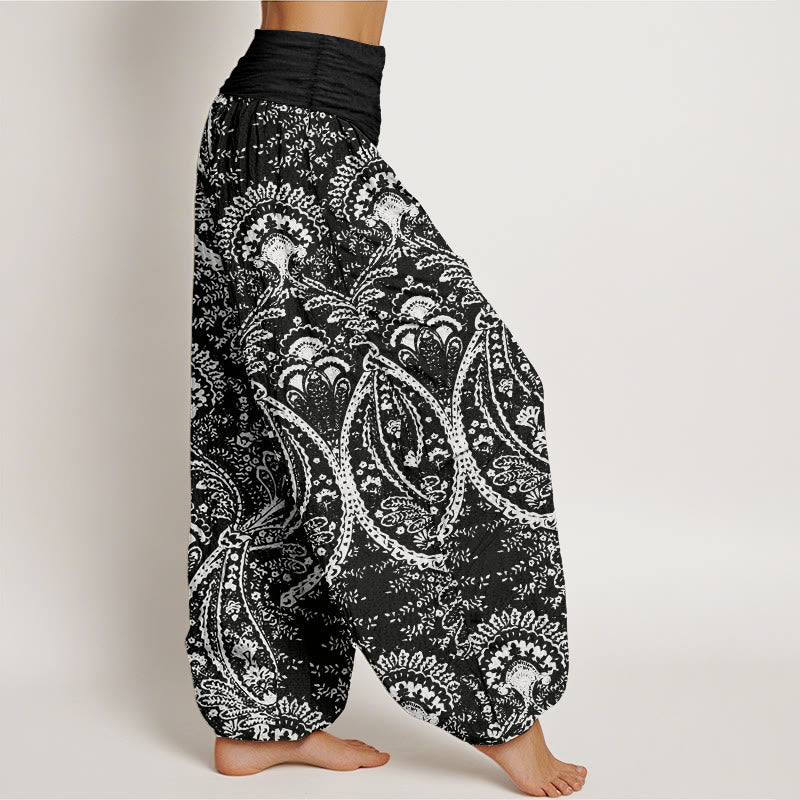 Buddha Stones Pure Cotton Flowers Paisley Patterns Women's Elastic Waist Harem Pants - image 11