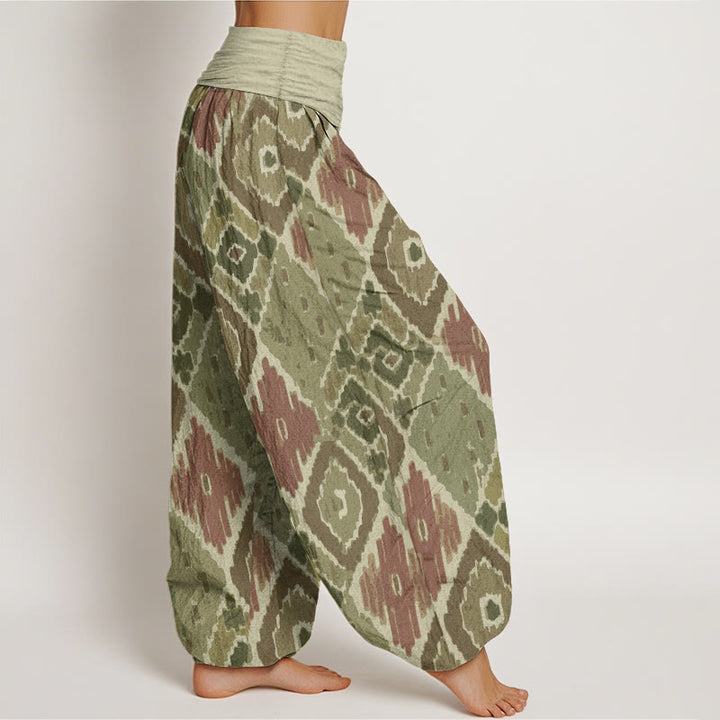 Buddha Stones Pure Cotton Plaid Printed Women's Elastic Waist Harem Pants - image 7
