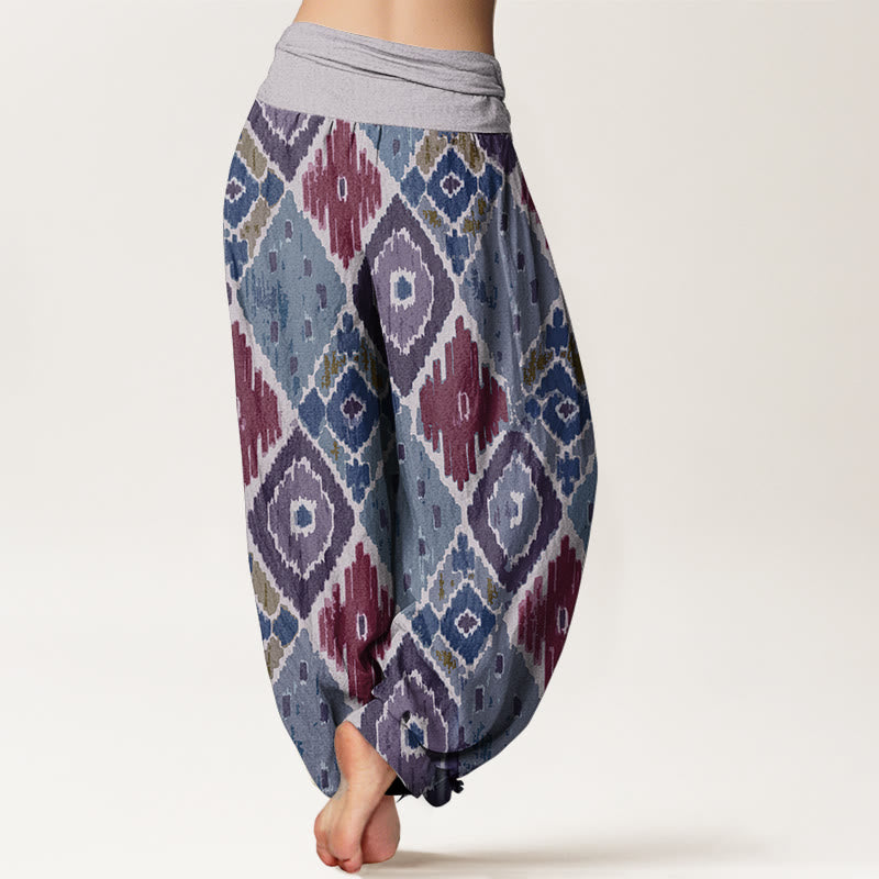 Buddha Stones Pure Cotton Plaid Printed Women's Elastic Waist Harem Pants - image 9