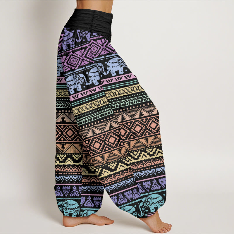 Buddha Stones Pure Cotton Casual Elephant Geometric Figure Women's Elastic Waist Harem Pants - image 2