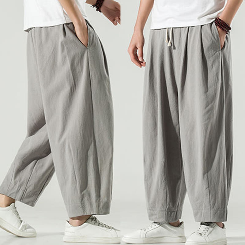 Buddha Stones Plain Color Men's Ankle-Length Harem Pants With Pockets - image 20
