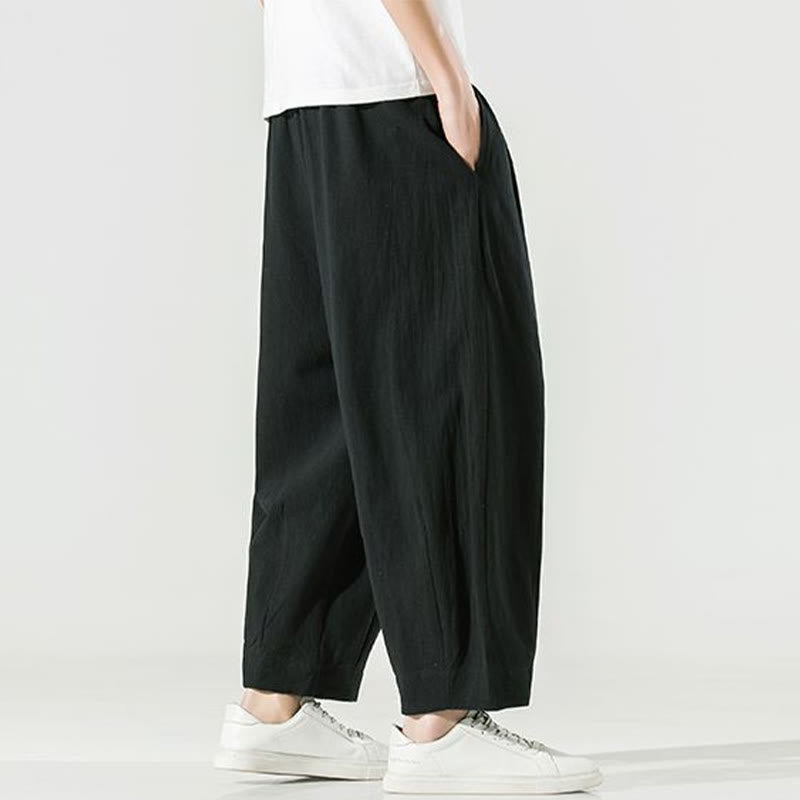 Buddha Stones Plain Color Men's Ankle-Length Harem Pants With Pockets - image 24