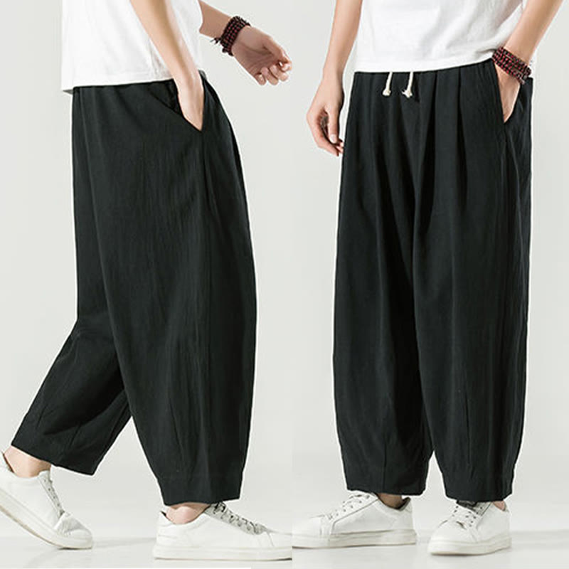 Buddha Stones Plain Color Men's Ankle-Length Harem Pants With Pockets - image 28