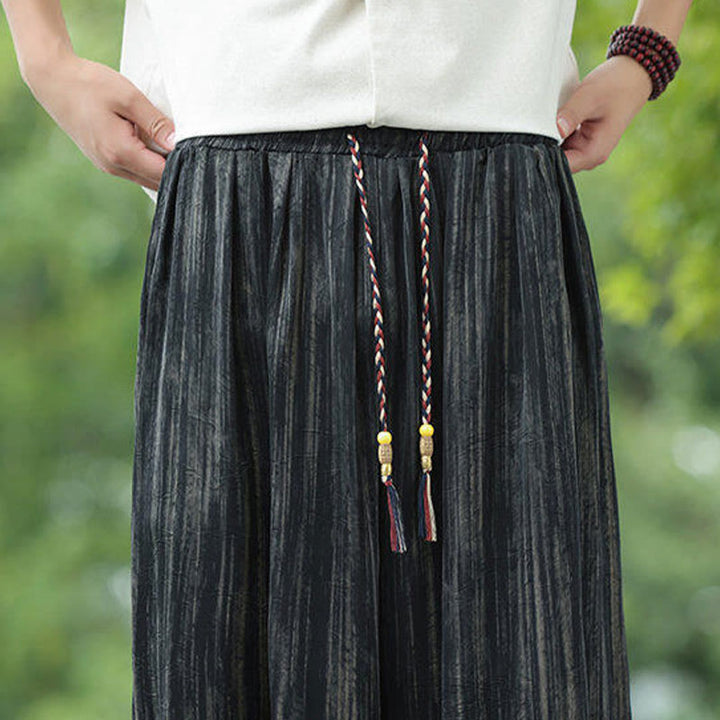 Buddha Stones Summer Black Stripes Drawstring Men's Harem Pants With Pockets - image 10