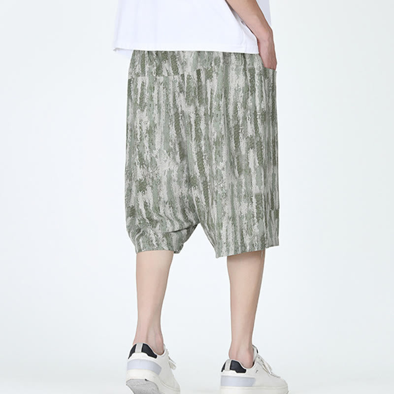 Buddha Stones Summer Stripes Cotton Linen Men's Capri Pants With Pockets - image 10