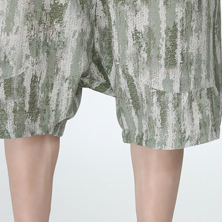 Buddha Stones Summer Stripes Cotton Linen Men's Capri Pants With Pockets - image 16