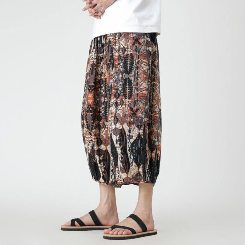 Buddha Stones Summer Square Patchwork Elephant Mandala Geometry Cotton Linen Men's 7-8 Length Pants With Pockets - image 16
