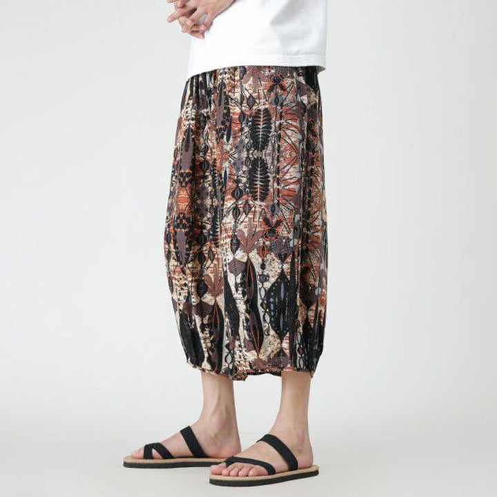 Buddha Stones Summer Square Patchwork Elephant Mandala Geometry Cotton Linen Men's 7-8 Length Pants With Pockets - image 16