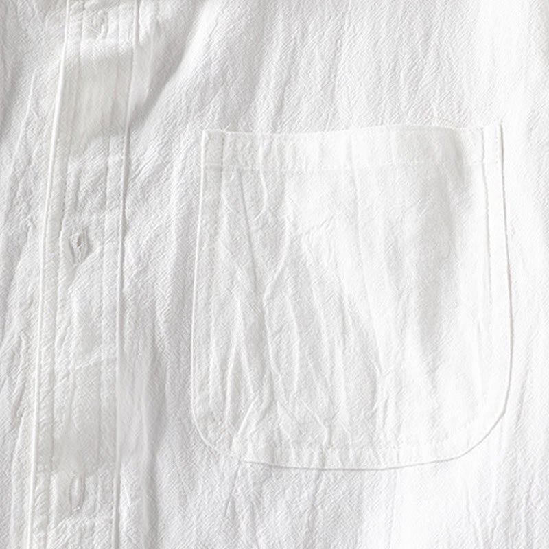 Buddha Stones Summer Solid Men's Buttons Half Sleeve Cotton Linen Shirt - image 9