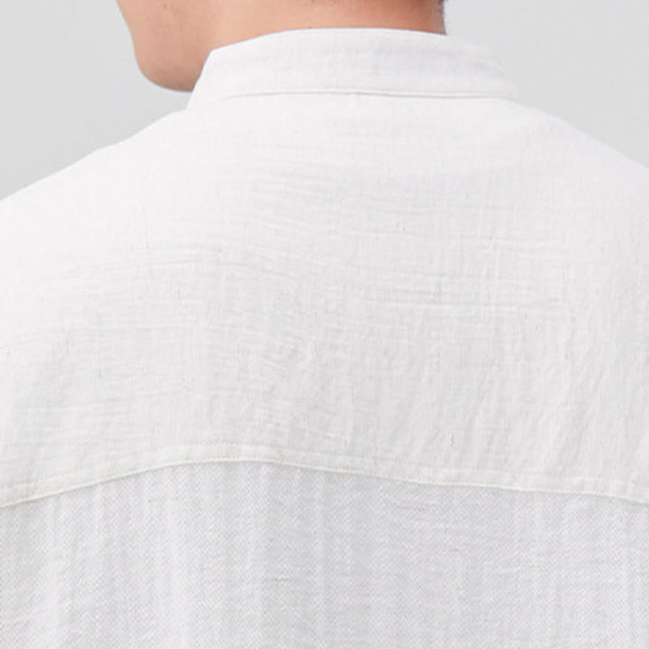 Buddha Stones Summer Plain Half Buttons Design Men's Half Sleeve Shirt - image 5