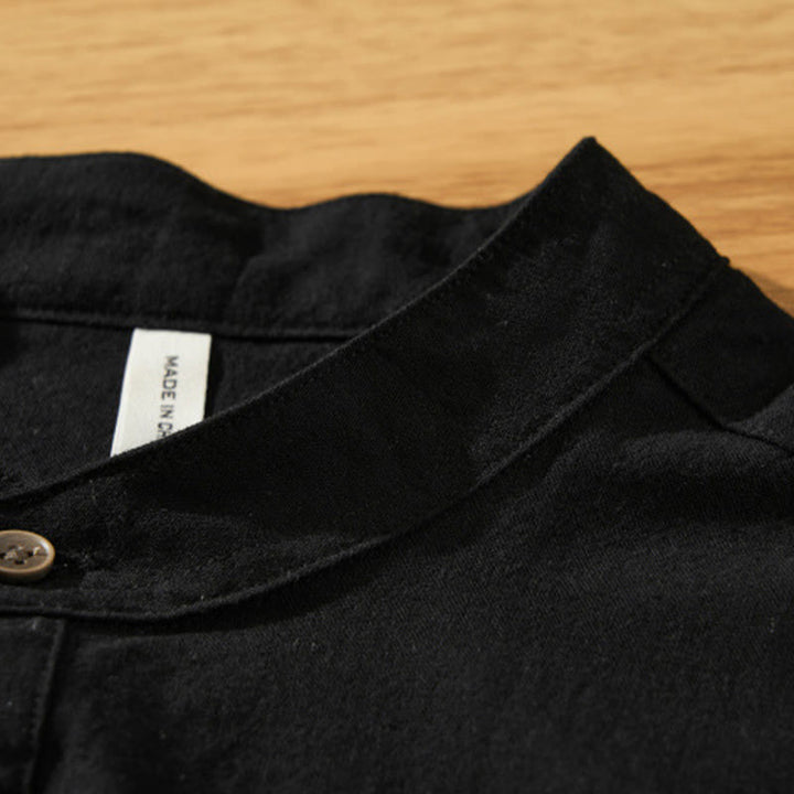 Buddha Stones Summer Solid Men's Half Button Short Sleeve Cotton Shirt - image 14