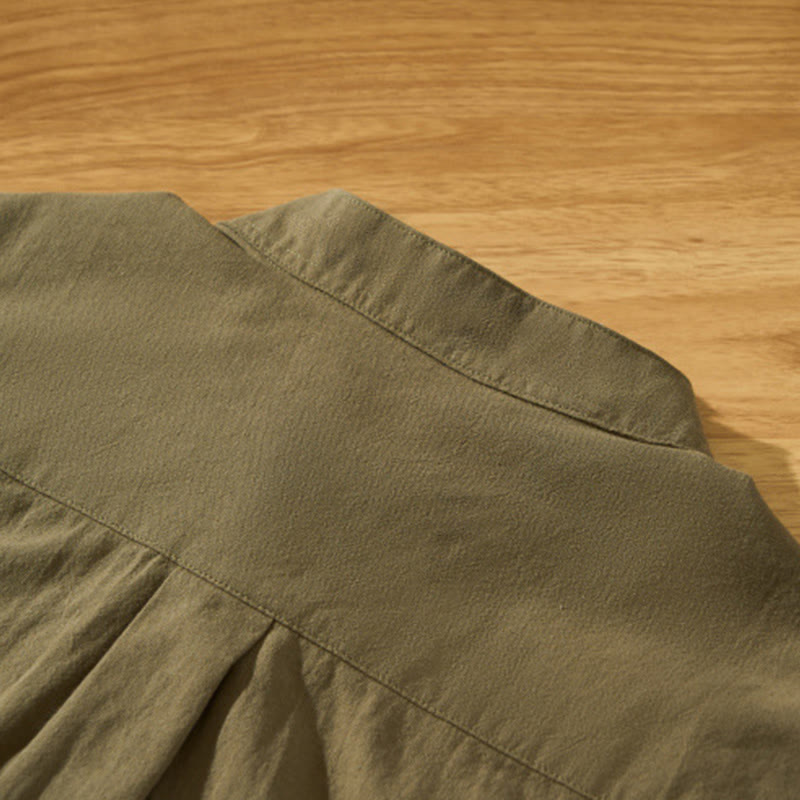 Buddha Stones Summer Solid Men's Half Button Short Sleeve Cotton Shirt - image 29