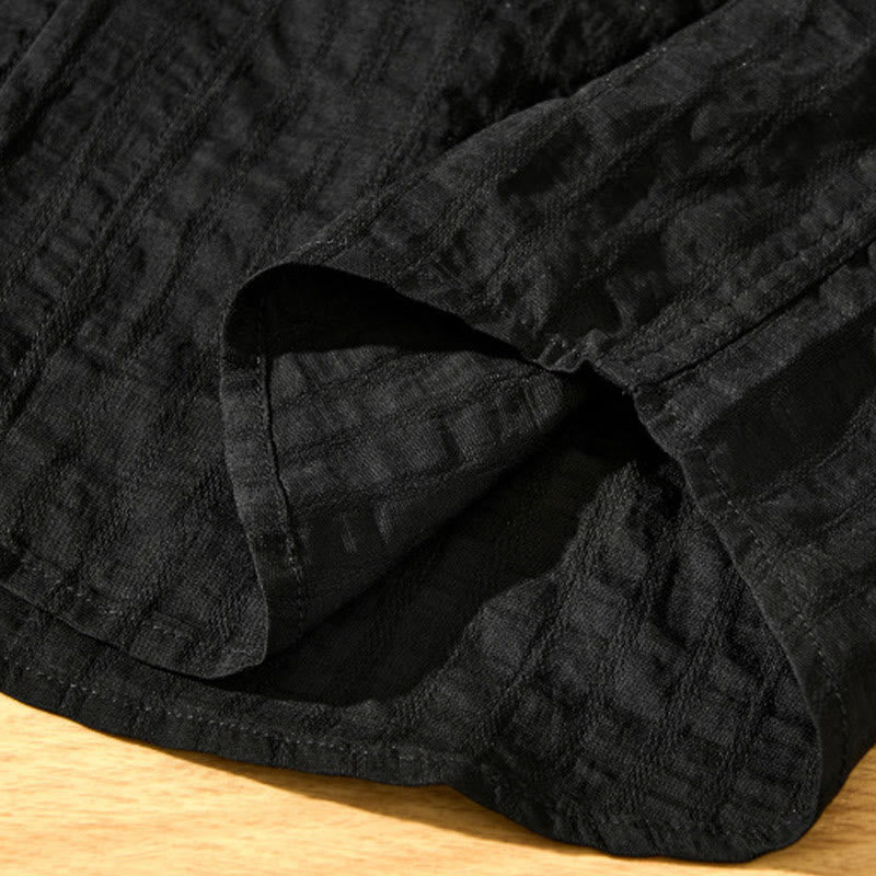 Buddha Stones Summer Solid Breathable Men's Buttons Short Sleeve Tencel Shirt - image 25