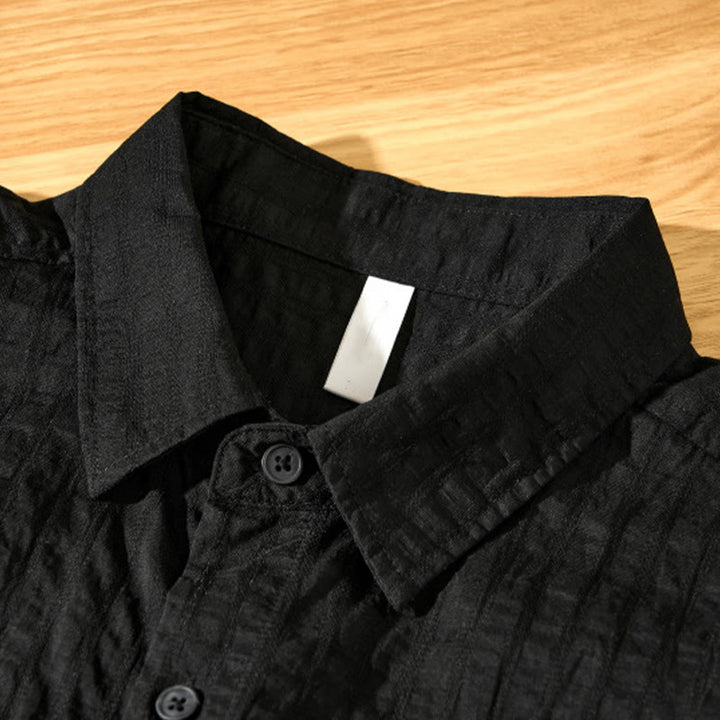 Buddha Stones Summer Solid Breathable Men's Buttons Short Sleeve Tencel Shirt - image 22