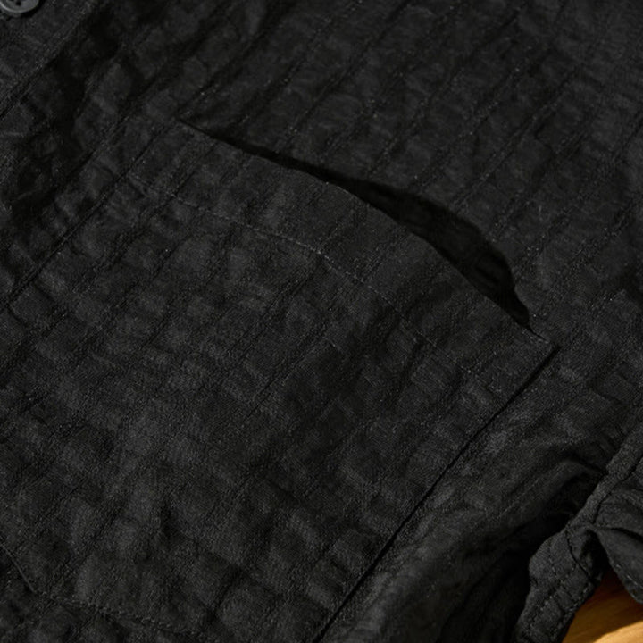Buddha Stones Summer Solid Breathable Men's Buttons Short Sleeve Tencel Shirt - image 27