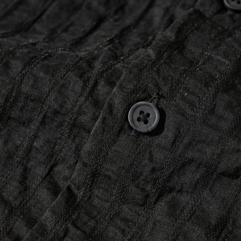 Buddha Stones Summer Solid Breathable Men's Buttons Short Sleeve Tencel Shirt - image 24